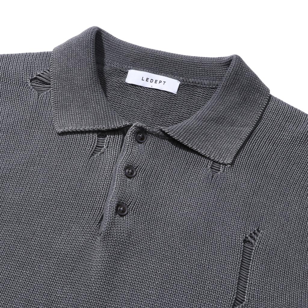 LEDEPT [Zhibanov X Le Dept] Garment Damaged Collar Knit [3 Colors]