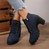Winter Fashion Warm Women's Boots Brand Lace-up Designer Casual Boots 2026 Comfortable And Versatile Women High-heeled Boots