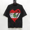 Lebanon Flag Heart T Shirts Washed Short Sleeve Harajuku TShirts  Fashion for Men Women Streetwear Printed Tee Shirt