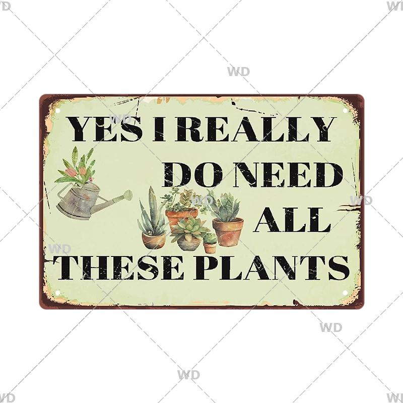 Tin Sign Garden Hoeing Aint Easy Flower Plant Sign Decor Funny Slogans Born with Plants Retro Look Metal Poster FarmhouseSign