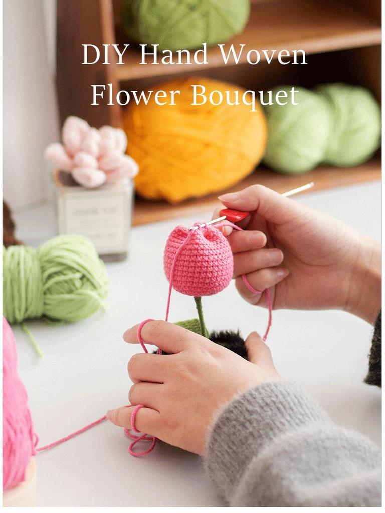 Cross-Border Sunflower Yarn Knitted Bonsai Teacher's Day Gift - Woven Flower Desktop Ornament