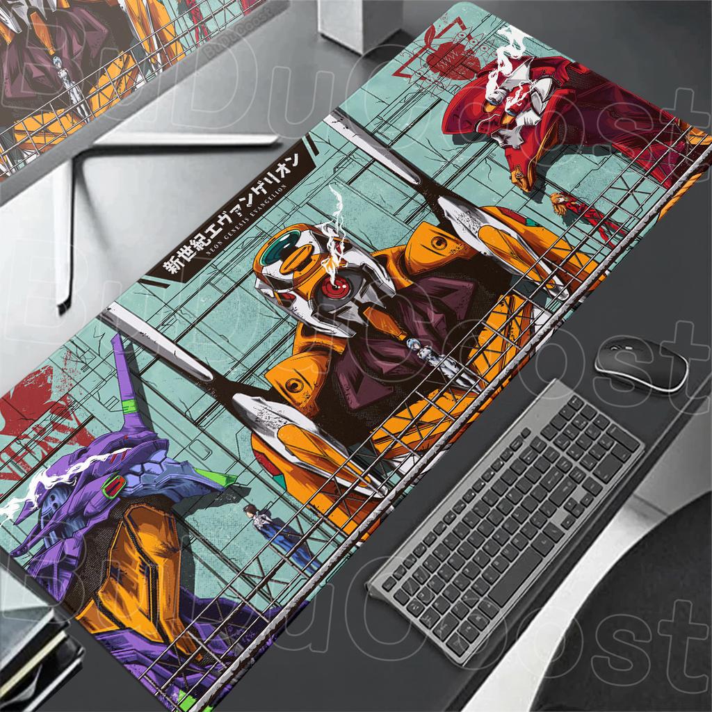 Large Computer Anime Mousepad Evangelion Laptop Office Extend Table Pad XXL E-Sports Stitch Edge Gamer Keyboard Mat for LOL CSGO