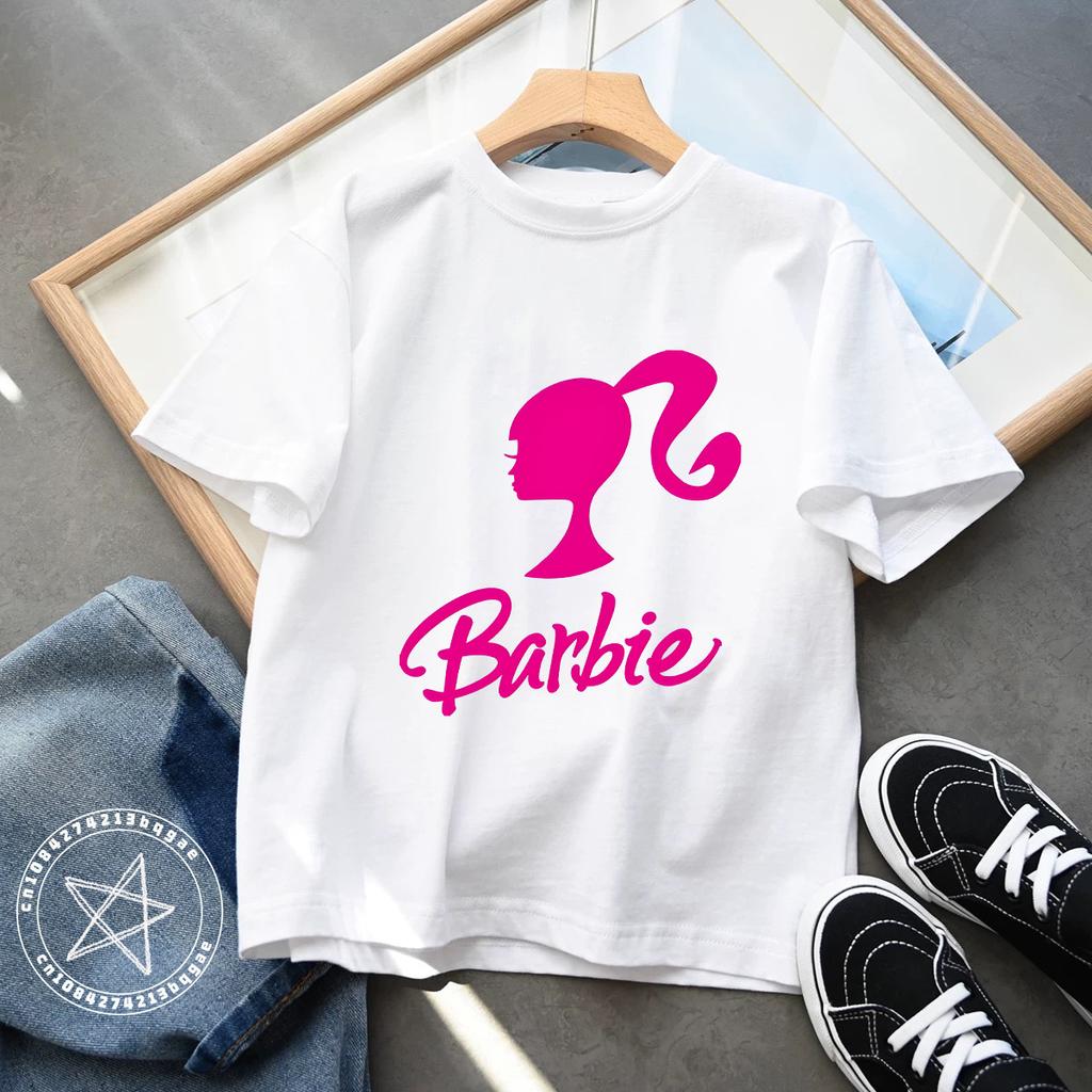 2025 Kawaii Barbie Kinder Kurzarm Anime Cartoon Mädchen Jungen Rundhals T-Shirt Weich Allround Y2K Kinderkleidung Streetwear
