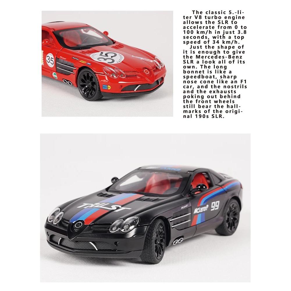1/24 High Quality Alloy BENZ SLR Sports Car Model, Cool Sound and Light, Best Collectible for Car Lovers, Christmas Gifts