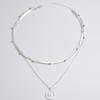 Silver Color Multi-layer Round Pendant Necklace for Women Exquisite Three-Layer Sweater Chain Jewelry for Gifts