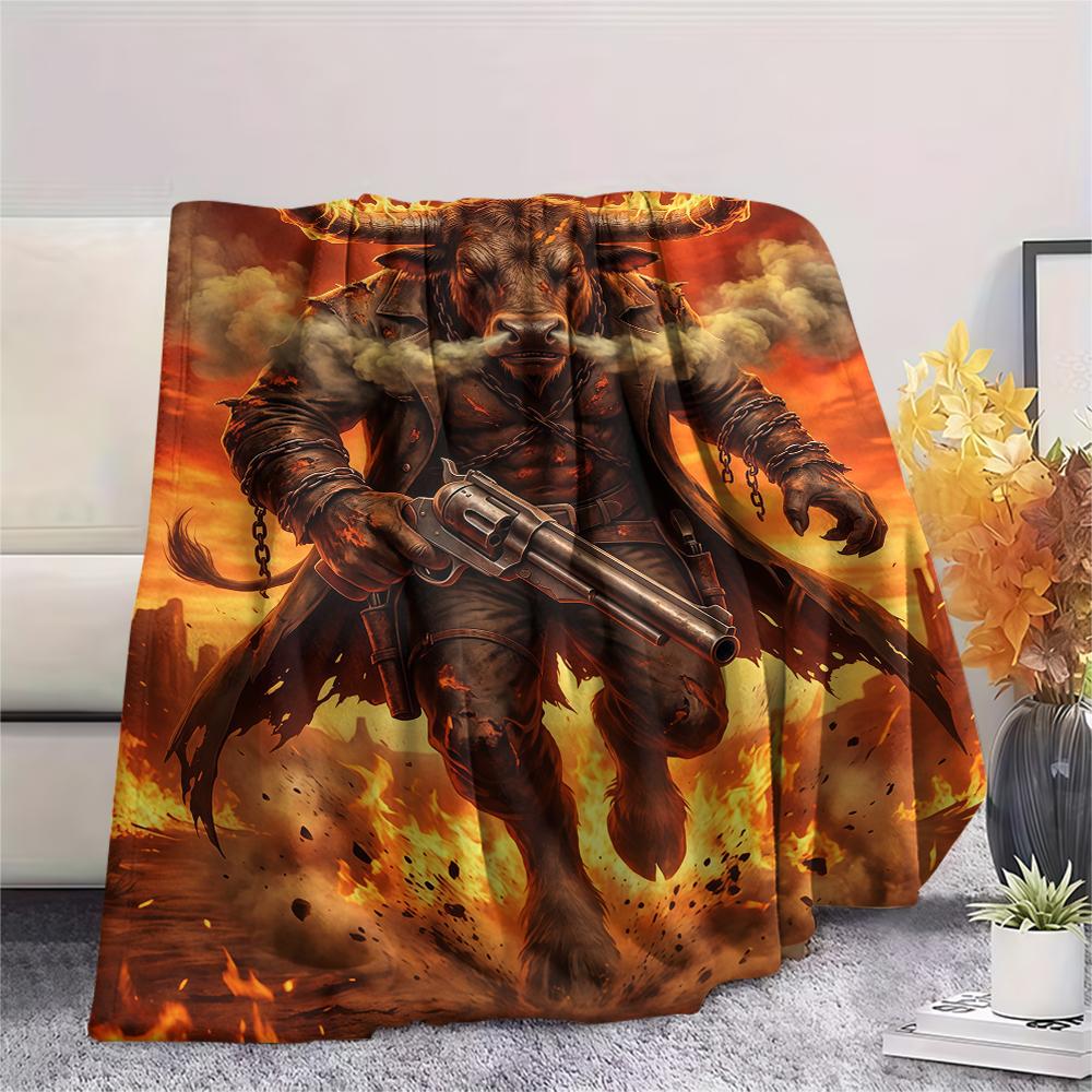 Fire Train Gorilla Death Print Flannel Blanket,High Quality Comfortable for All Seasons,Home Decor,Warmth and Comfort,Perfect for Christmas Gifts