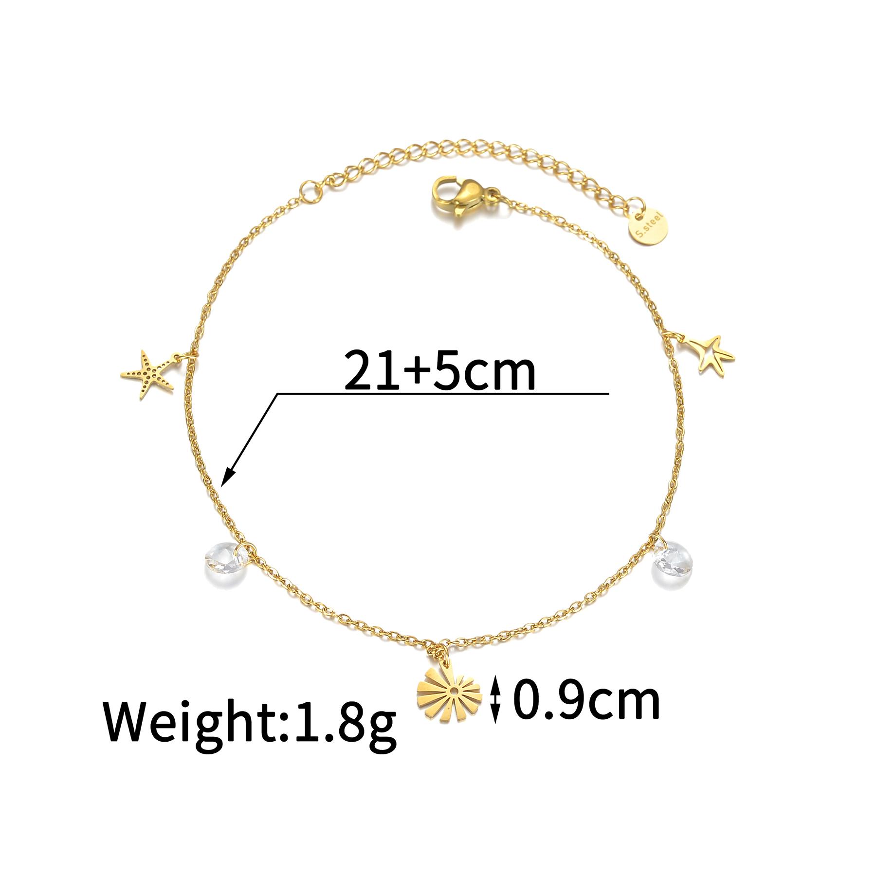 

Atoztide Fashoin Starfish Cross Zricon Anklet Chain For Women Adjustable Stainless Steel Multi-Element Anklets Jewelry Gifts