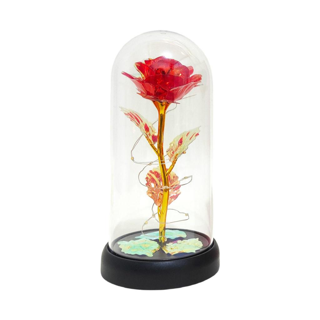 Goldfolienrose mit Acrylhaube: Konserviertes Blumen Geschenk für den Muttertag oder Valentinstag.