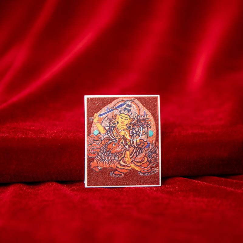 Tibetan Eight Protectors Cinnabar Mineral Sand Thangka Painting Core 4X5 - Birth Year Buddha