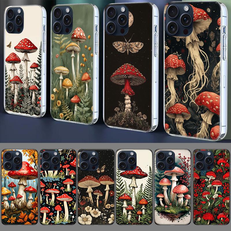 Colorful Mushroom Clear Phone Case For Iphone 17 Air 16 Pro Max 15 Pro 14 Plus 17E 16E 11 13 12 Mini Cover Cases Fundas Cell TPU