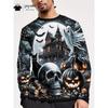 Męska koszulka z nadrukiem na Halloween, męska koszulka z długim rękawem i okrągłym dekoltem, odzież męska, męskie koszulki z grafiką na Halloween, codzienna odzież męska, topy
