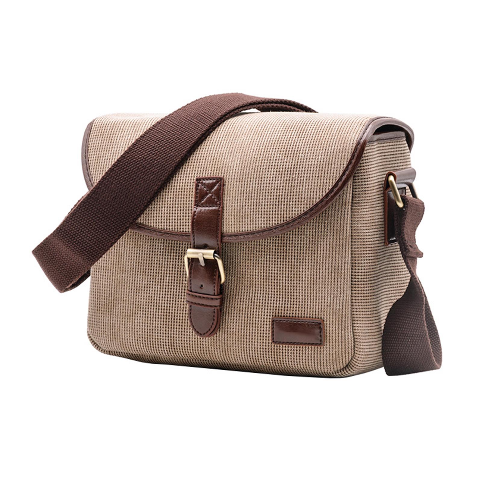 

Повседневная сумка для фотоаппарата в кампусном стиле для зеркальных камер, водонепроницаемая сумка на плечо из искусственной кожи + холщовые чехлы с мягкой подкладкой для школы 1