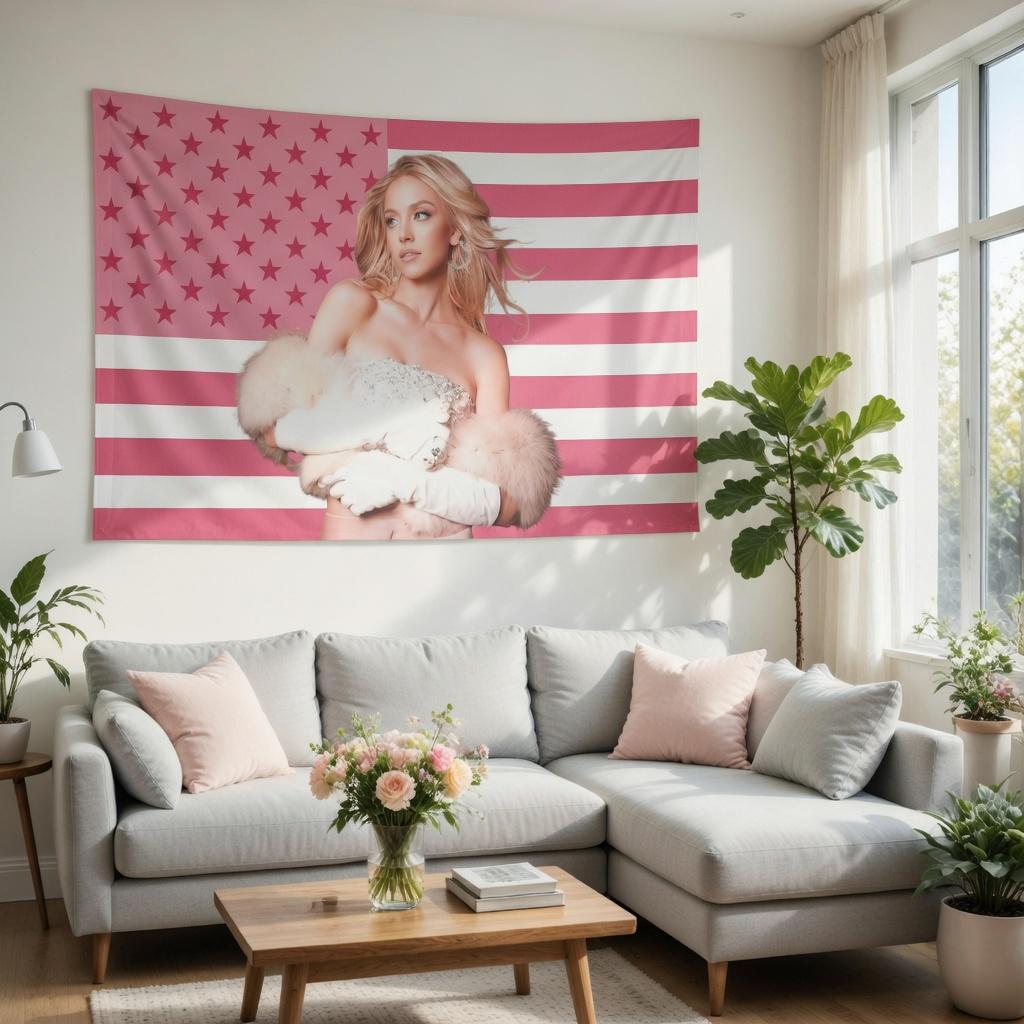 

Pink USA Flag Tapestry 2D Print with Sydney Stars Cute Dorm Party Wall Hanging Indoor Outdoor Aesthetic Home Decor 74x94cm(29x37in)