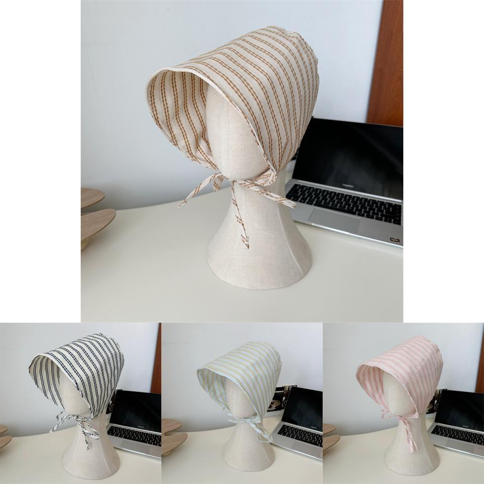 Summer Womens New French Style Wide Brim Bucket Hat With Elegant Stripes And Sun Protection