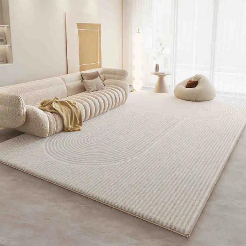 Soft Cream-Colored Thickened Non-Slip Carpet Plush Rug for Living Room Bedroom Home Sofa Coffee Table Anti-Cold Floor Mat