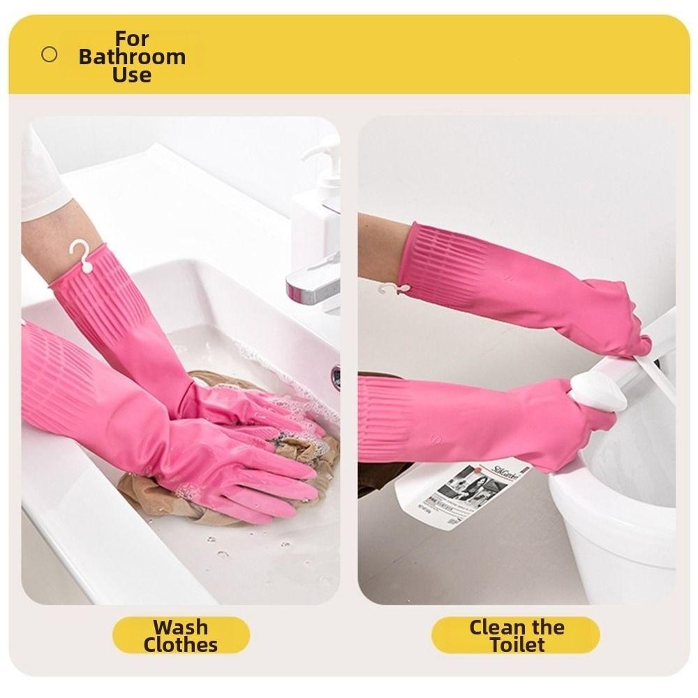 Pink Dishwashing Gloves Thickened Kitchen Gloves Durable Cleaning Gloves  Household Cleaning