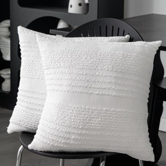 Wrinkled Throw Pillow Cover Decorative Pillow Cover with Hidden Zipper Minimalist White Pillowcase for Home