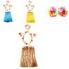 Cute Kids Hawaiian Grass Hula Lei Skirt With Bright Color Flower Wristband Garland Fancy Costume For Festivals And Parties