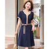 Pasite Women's Summer Color-block Lapel Shirt Dress
