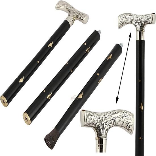 

Серебряная Головка Ручка Деревянная Трость Палка Античный Стиль Винтаж Подарок M аэро