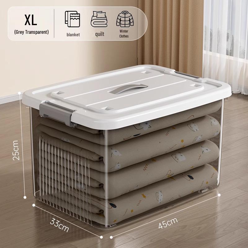 Large Transparent Plastic Storage Box for Clothes, Snacks, Books, and Toys