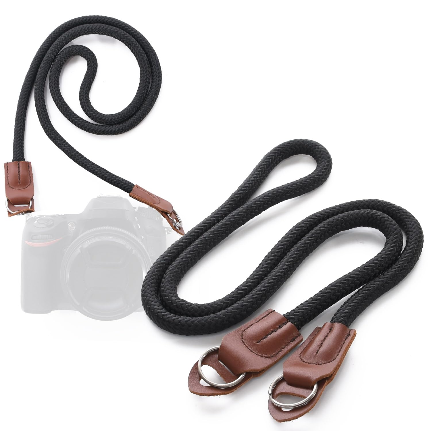 

PhoenixJ Камера Шия Зроблена з Альпіністського Камерного Плечового Ремінця Запобігає пошкодженню від падінь, носінням її на шиї або плечі Ремінець, Мотузка, - чорний