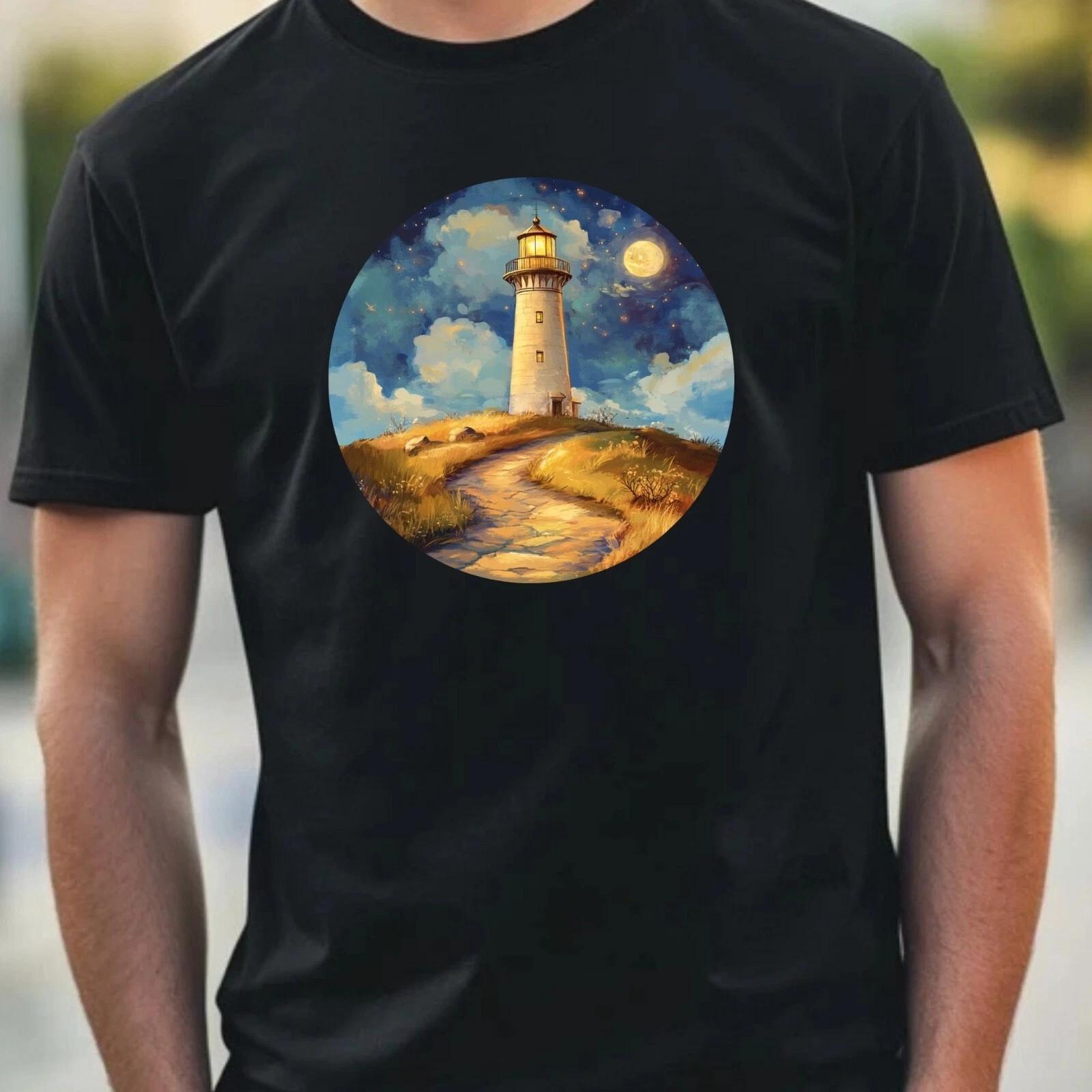 T-Shirt Herren Leuchtturm Portrait Motiv Baumwolle Größe XS bis 5XL M