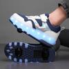 New Mesh Runaway Shoes Double-wheeled Boys and Girls Wheel Shoes Luminous Shoes