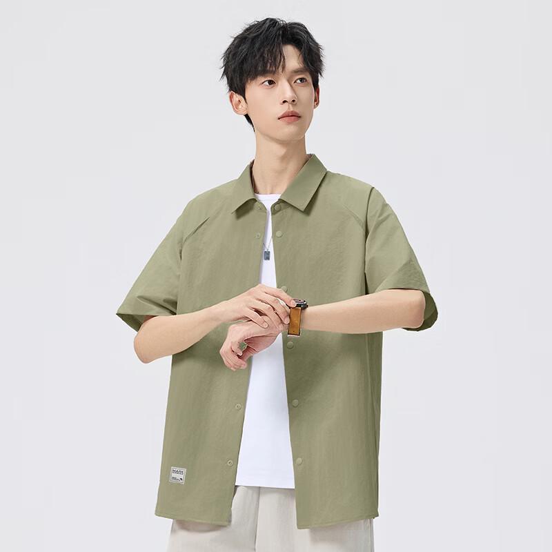 Mark Fairwhale Men's Short-Sleeved Casual Shirt Jacket