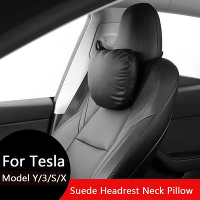 Για Tesla Model Y/X/3/S Σουέτ μαξιλάρι αυχένα για προσκέφαλο Tesla Model 3 Highland 2024 μαξιλάρι αυχένα αυτοκινήτου για ταξίδια Model Y Model 3