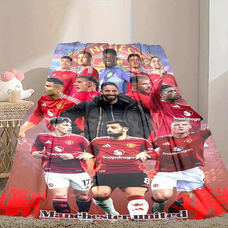 [1pc Manchester United Manchester City Blanket] All-Season Blanket - Cozy Blanket for Sofa Couch Home Decoration, Digital Printed Nap Blanket
