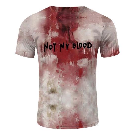Kids Halloween T-shirt Blood Stain Print Tee Shirt Spooky Crew Neck Short Sleeve T-shirt for Horror Themed Party Costume Street Wear