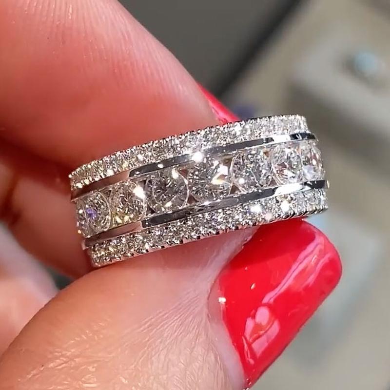 

Huitan Full Paved Sparkling Cubic Zirconia New Women Rings for Wedding Engagement Copper Color Luxury Trendy Female Zircon 2023 9