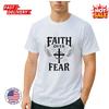 Faith Over Fear Christian Religious Cross Wings Graphic T-Shirt Unisex Tee NEW