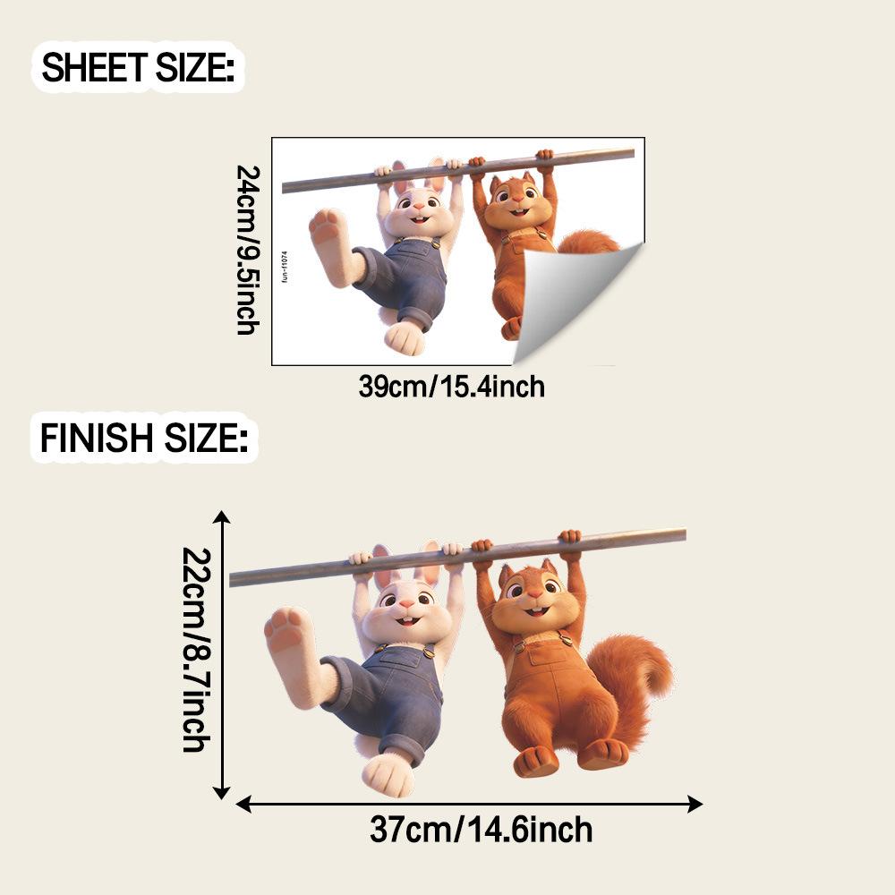 

Self-adhesive Cartoon Rabbit and Squirrel Friends Wall Stickers for Kids Room Bedroom Home Decor 24X39cm разноцветный