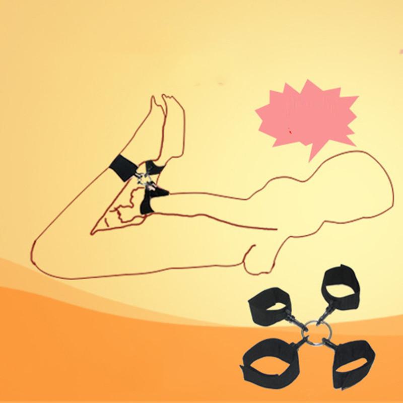 Adults Erotic Bondage Bed Games Sex Equipment Set of Nylon Restraints Handcuffs Ankle Cuffs for Fetish Bdsm Slave Role Play