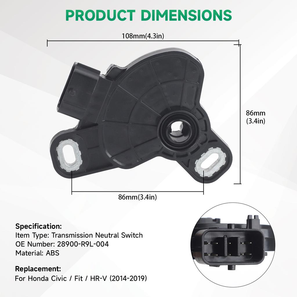 Transmission Range Position Sensor Neutral Safety Switch  For Honda Civic Coupe 2014-2020 Honda Fit 2015-2019 HR-V 28900-R9L-004