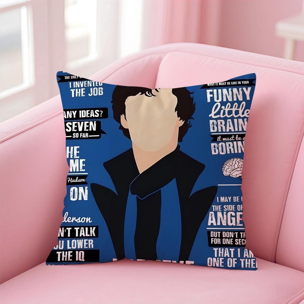 Tv Suspenseful SSherlock HHolmes Cushion Cover Pillow Case Soft Skin Friendly Fabric Comfort Concealed Zipper