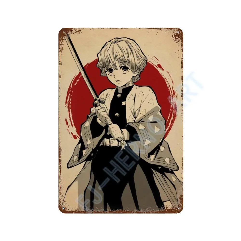 Japan Retro Anime Demon Slayer My Hero Academia Jujutsu Kaisen Metal Tin Sign Plaque Wall Art Home Kids Room Decorative Plates
