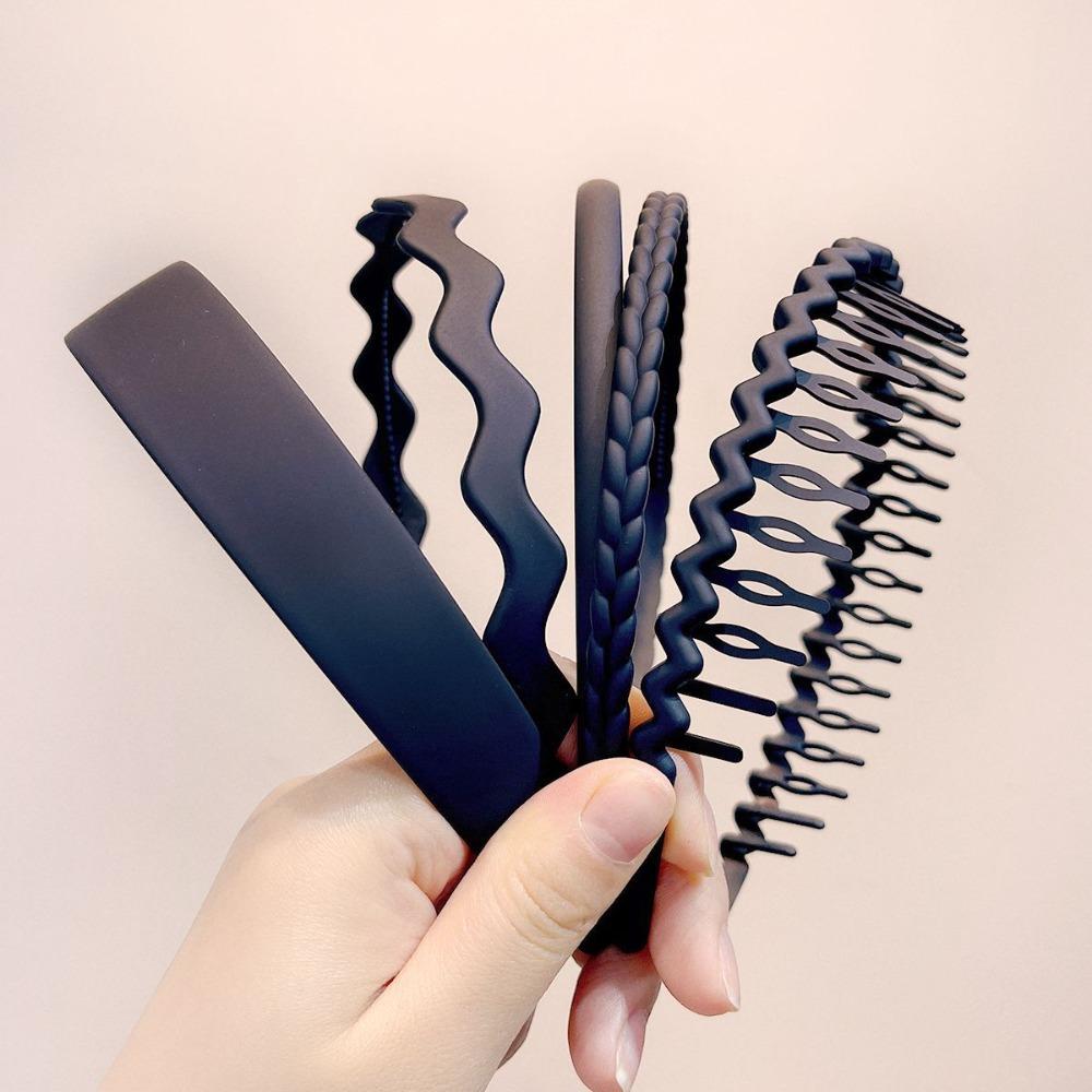 

5PCS Non Slip Plastic Headbands for Women and Girls Wide Head Bands with Teeth Black Blue White Coffee Pink Green Hair Bands синий