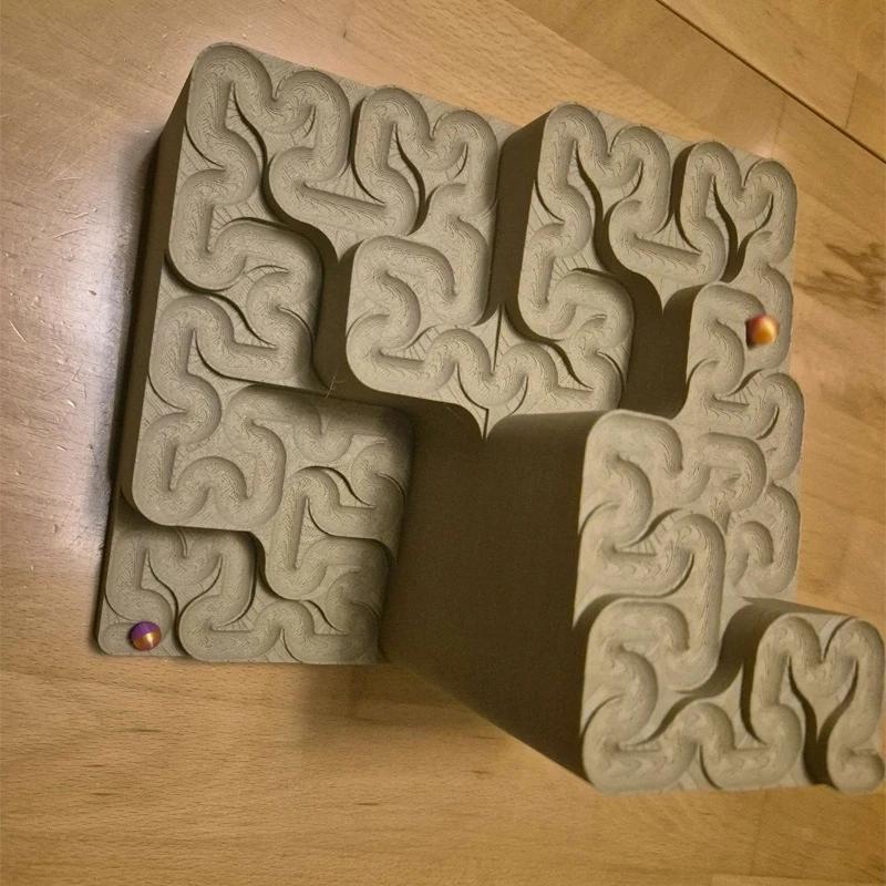 3D Printed Hilbert Curve Marble Run Fractal Ball Track Relaxing Stress Relief Ornament Creative Desk Toy for Kids Adults Excluding marbles