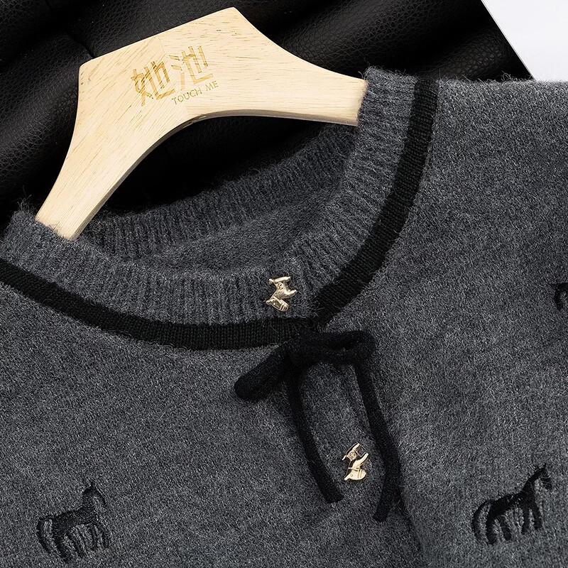 Shechi Embroidered Knitted Cardigan with Bow