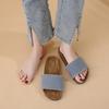 2025 Foreign Trade Slippers Women Wear Denim Cross-double Buckle Beach Sandals and Boken Soft Slippers