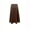 Miu Style Brown A-Line Leather Skirt - Women's Slim Fit for Autumn/Winter