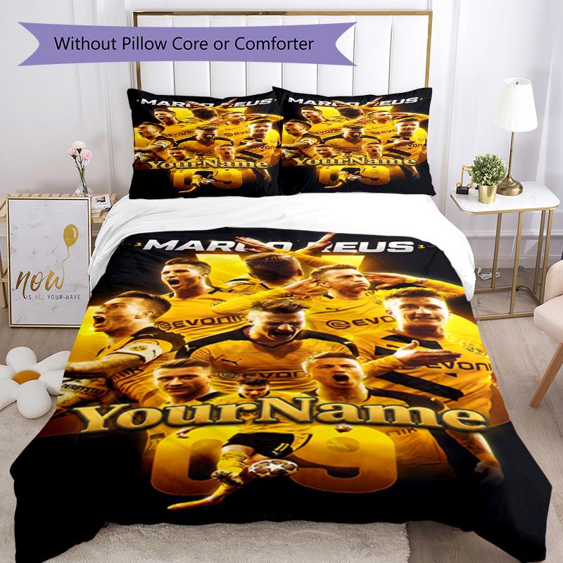Borussia Dortmund Customize Your Name Bedding Set Breathable Duvet Cover with Pillowcases Home Decoration Birthday Gift