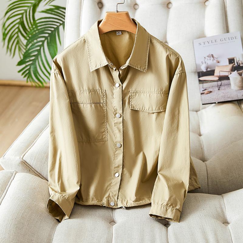 

Рубашка с лацканами и длинными рукавами для женщин, летний новый стиль, маленькая рабочая блузка с чувством дизайна XXL