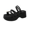 Muffin Thick-soled Toe Flip-flops Shoes for Women's Summer Wear 2025 New Height-increasing Casual Beach Sandals One-word Sandals