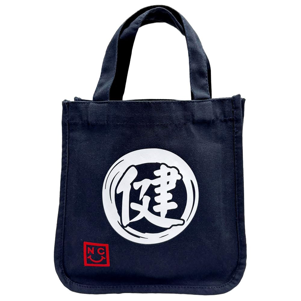 [nc-smile] Custom-made Tote Bag with Kanji Name Print, Heavyweight Cotton Canvas, Handbag, Sub-Bag, Mini Tote, Small (Ken, Midnight Blue)