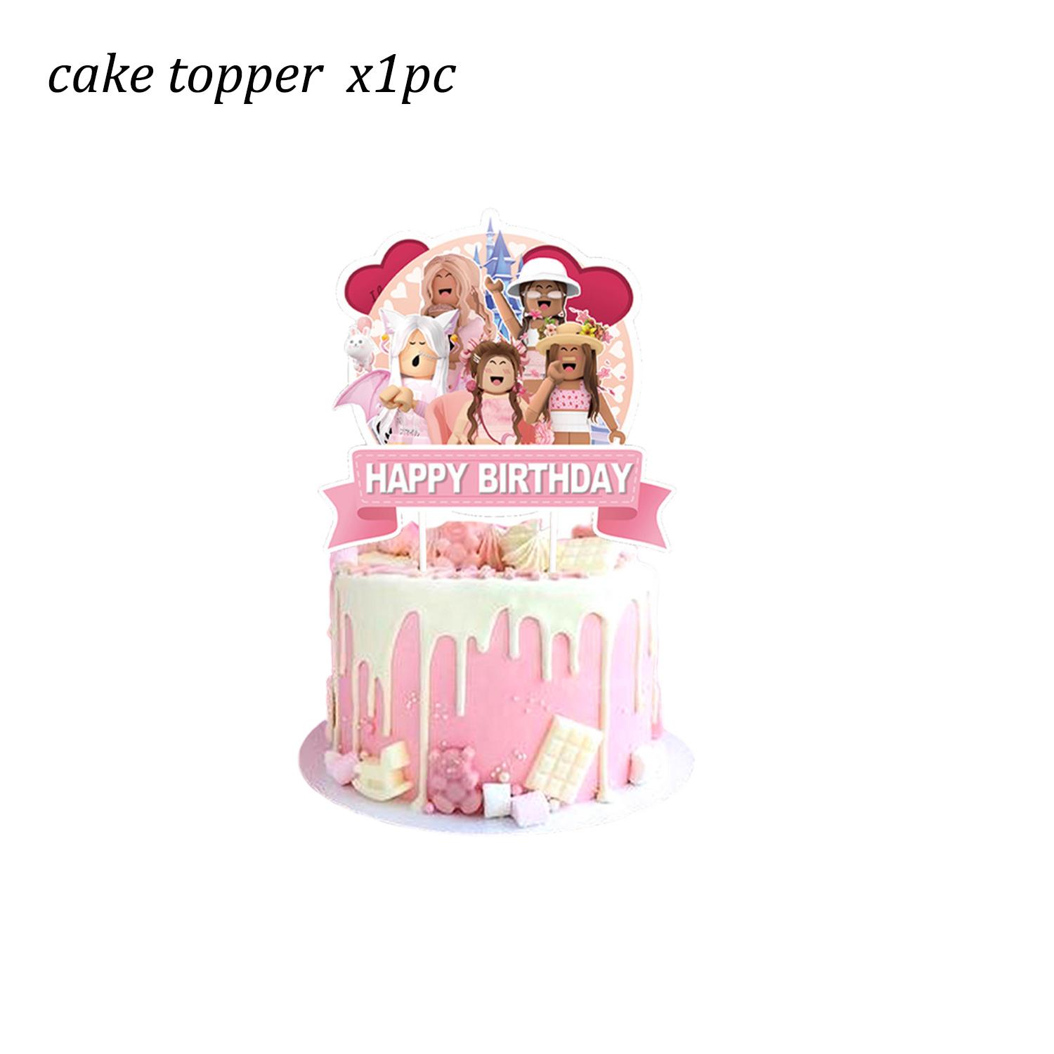 

Pink Robloxed Theme Birthday Party Decorations Tableware Set Balloons Cups Plates Banner Backdrop Girls Baby Shower Supplies for Round Sensory