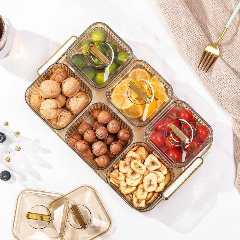 Dried Fruit Tray Light Luxury Creative Food Grade Fruit Tray with Lid Household Nut Candy Snack Tray Refreshment Tray Snack Tray
